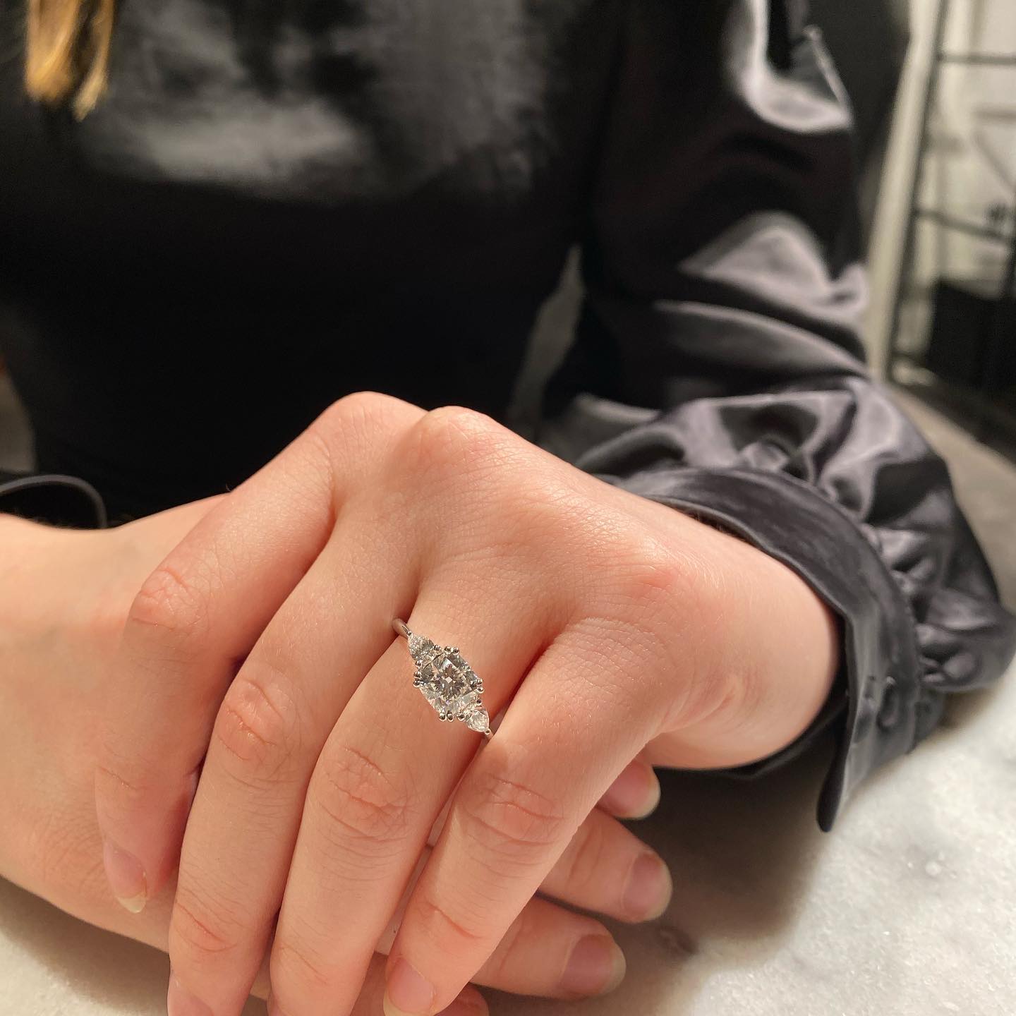 Bague de mariage en diamant naturel de forme radiant