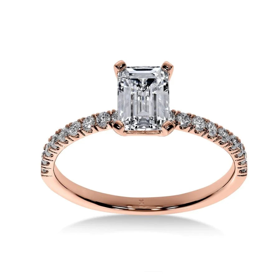 Bague de Fiançailles Diamant Émeraude Pavée | LeDiamanti - LeDiamanti