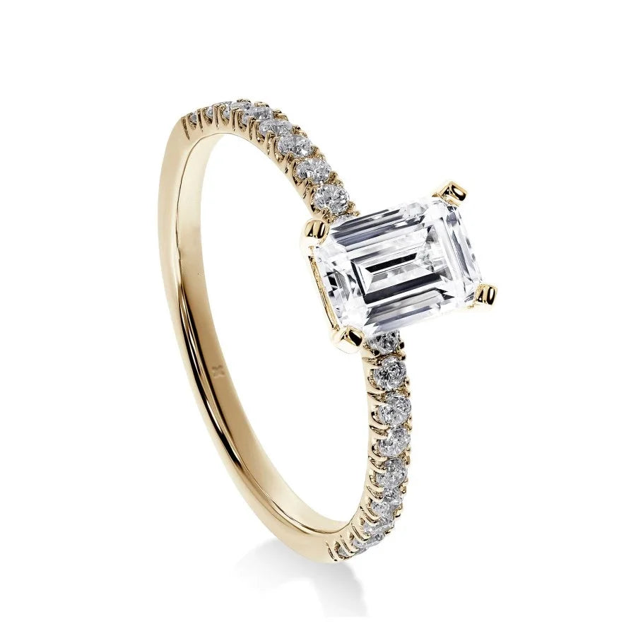 Bague de Fiançailles Diamant Émeraude Pavée | LeDiamanti - LeDiamanti