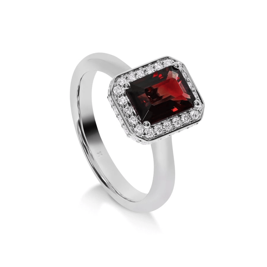Solitaire Collection en or blanc et grenat rouge LeDiamanti