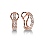 Créoles en or rose serties de diamants ronds, modèle Lumière, vue de face avec un design raffiné et intemporel.