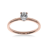 Bague de fiançailles Fascination Diamant Ovale en or rose avec diamant ovale certifié GIA, vue de face.