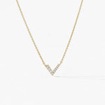Collier or jaune et diamants Victoire, bijou en forme de V.