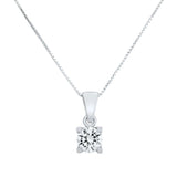 Pendentif en or blanc, mettant en valeur un diamant naturel taille brillant, certifié par le GIA. 